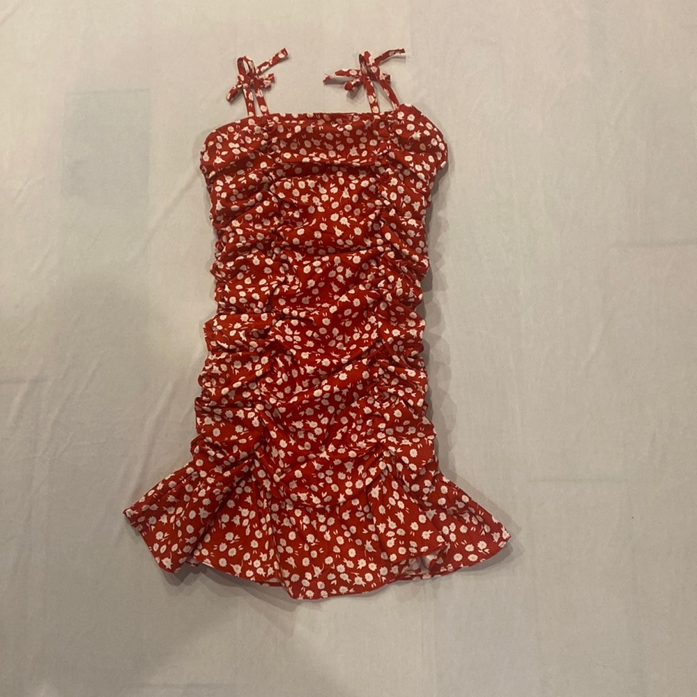 shein red ruffle girls dress worn once